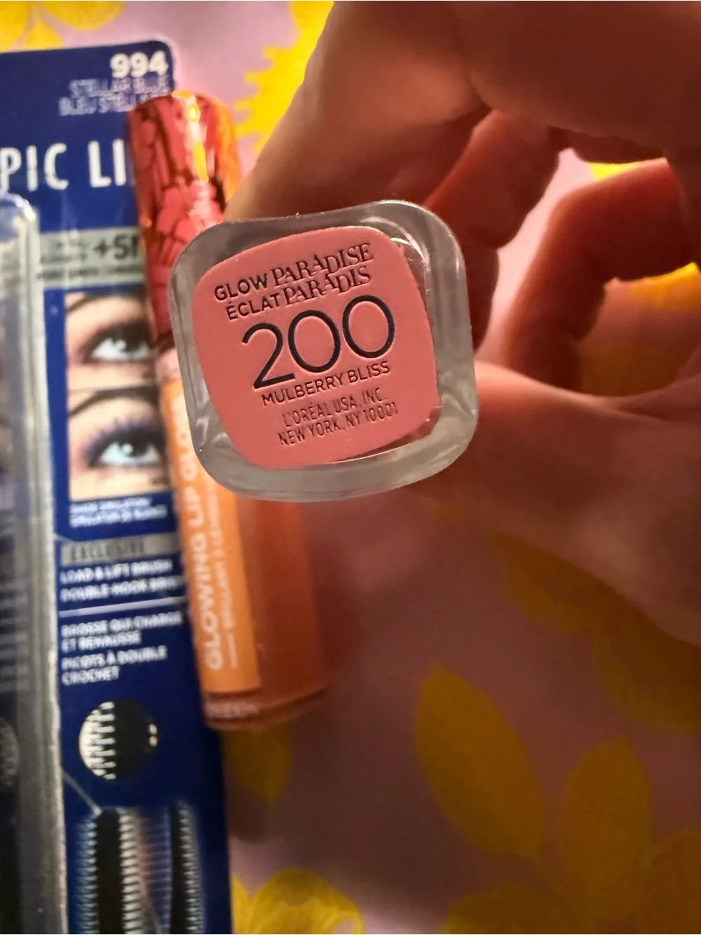 L'Oreal Telescopic Lift Mascara with Peach Glowing Lip Gloss and Nude Lipstick